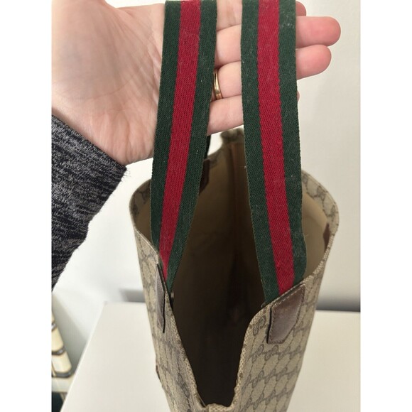 Authentic Vintage GUCCI Oversized Canvas Tote, Sherry Line GG MONOGRAM Leather - Picture 15 of 16